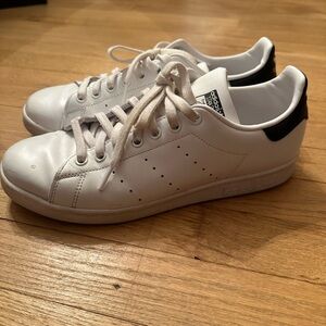 Adidas White Sneakers with Black Accents